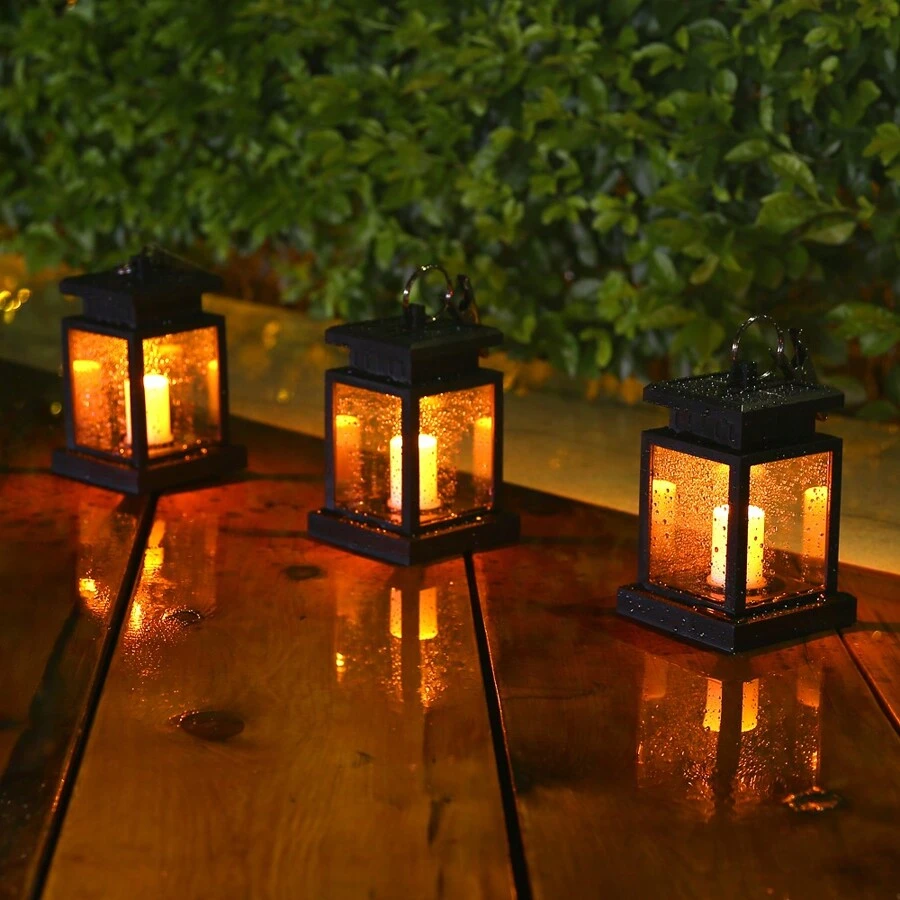 1 pièce Lampe solaire, Lumière de nuit de cour à LED, Bougie suspendue à LED, Décoration de jardin et de maison, Lumière de cour, Atmosphère rétro, Convient pour la décoration extérieure de la maison et du jardin avec éclairage LED