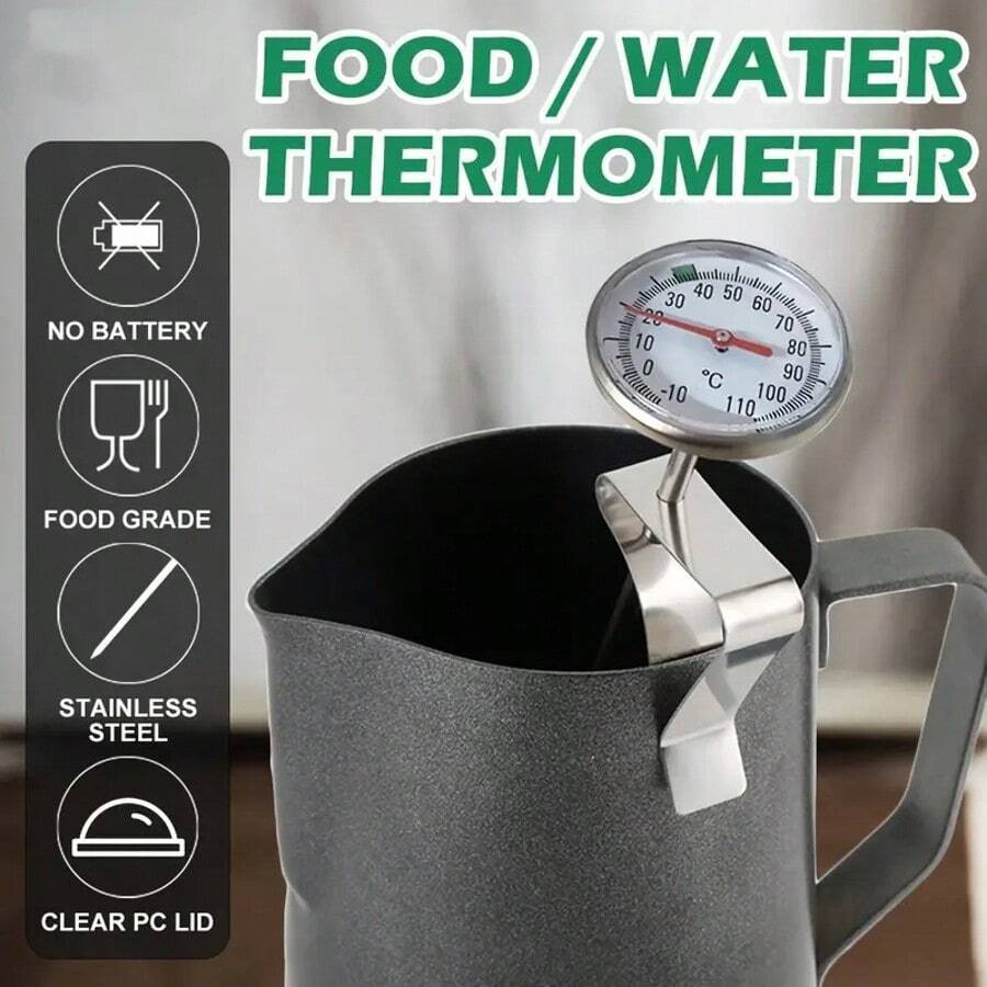 1 Stück Edelstahl Kaffee Thermometer, Küchen Milch Stifttyp mit Clips, präzises Thermometer, herausziehbare Blumennadel für handgebrühten Kaffee