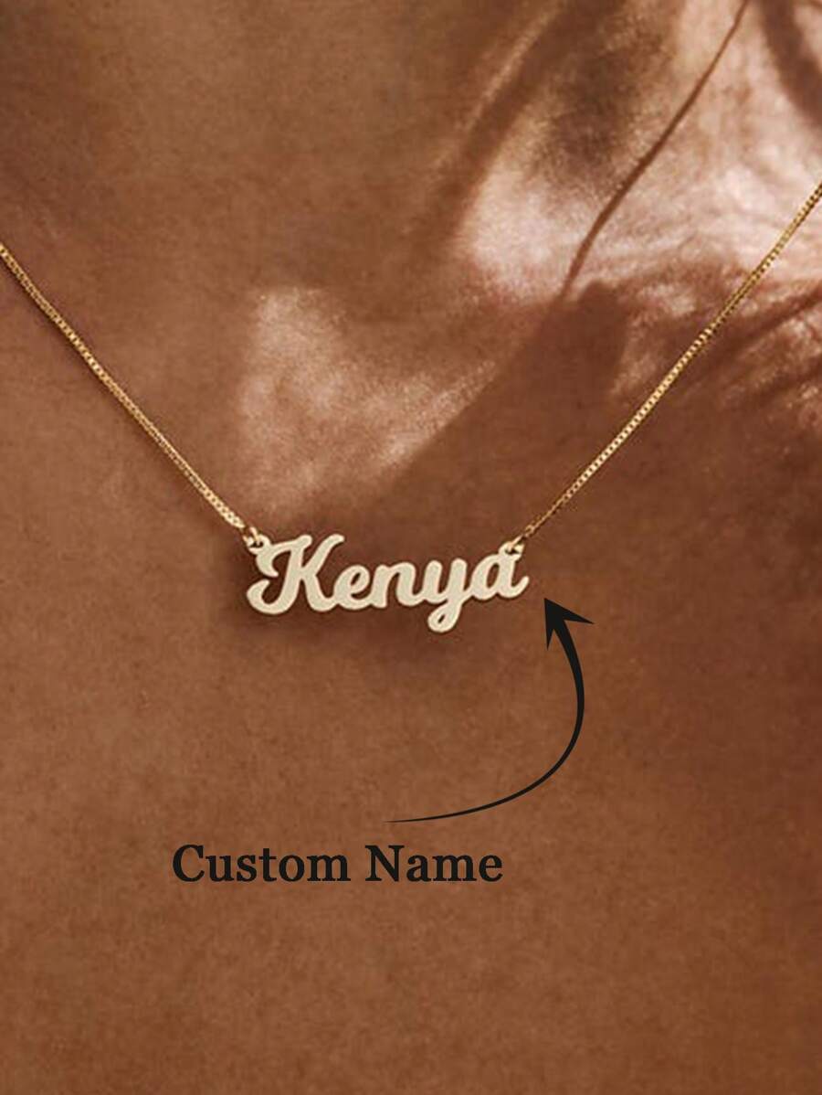 Custom Name Necklace With Box Chain, Golden Name Necklace, Customized English Name Letter Pendant Necklace For Women, Handmade Jewelry, Personalized Gifts, Mothers Gift Unique Birthday Gifts, Christmas Gifts For Family,Friends