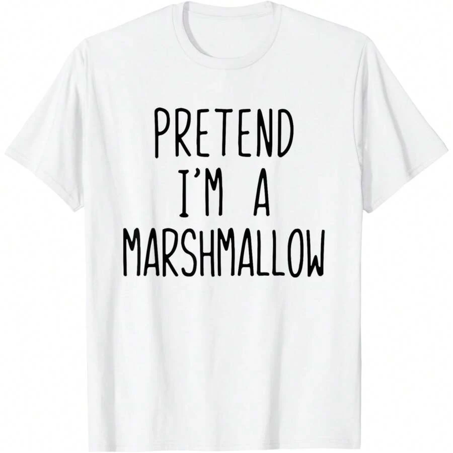 Pretend I'm A Marshmallow Costume Halloween Lazy Easy T-Shirt.Jpg