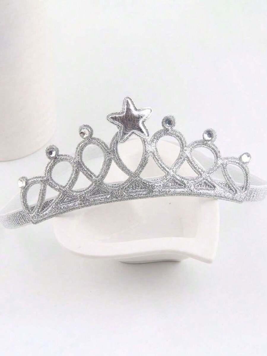 Diadema y accesorios para el cabello de bebé recién nacido, diadema estilo corona de Corea en color plata u oro, adecuado para uso diario y como regalo para ocasiones como los 100 días o cumpleaños