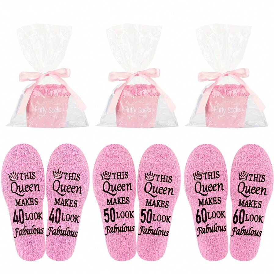 1 paire Cadeaux d'anniversaire de 40e/50e/60e pour femmes et hommes, jolies chaussettes drôles et amusantes. Chaussettes douces et confortables pour hommes et femmes, antidérapantes et moelleuses. Cadeaux pour épouse, mari, mère, père pour leur anniversaire