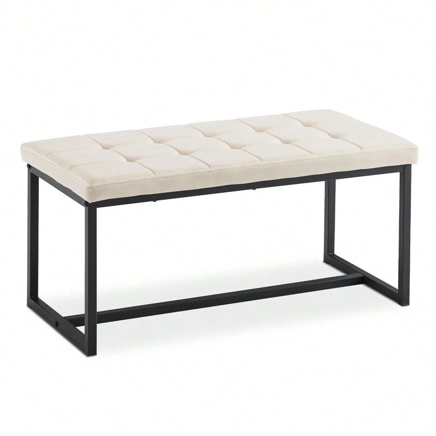 TUKAILAi banco comedor 100cm, banco pasillo con asiento grueso cojín de terciopelo, banco tapizado con patas de metal, banco cama armario banco cocina, banco armario dormitorio pasillo muebles