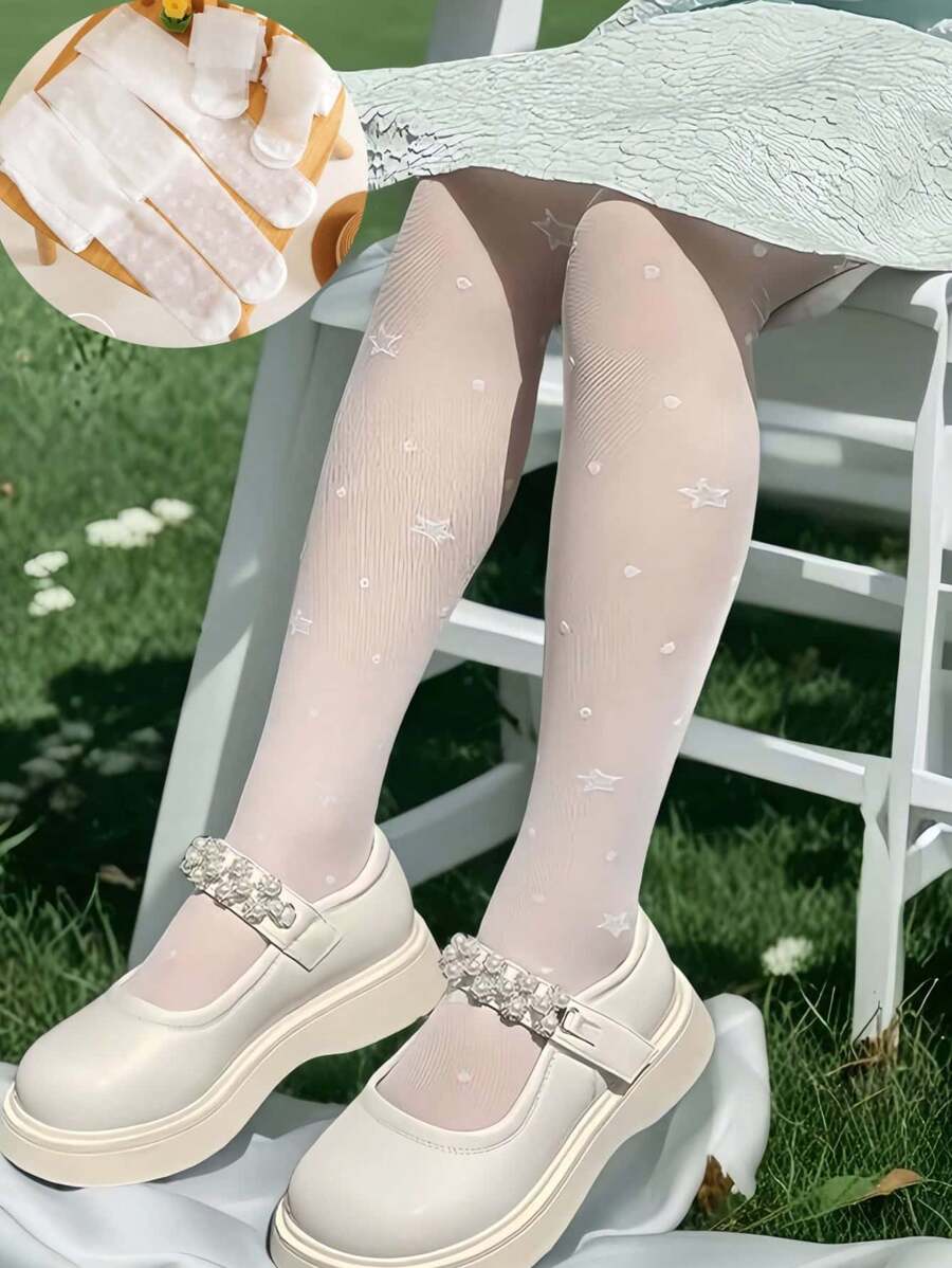 Kinder Sommer dünne Strumpfhose, Mädchen Seiden Strümpfe, weiße Bodysuit Strümpfe, Mesh Strumpfhosen
