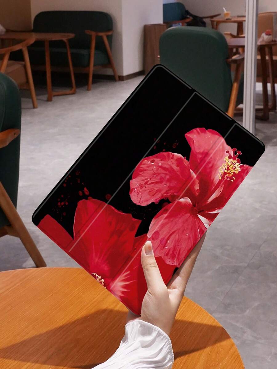 1pc Lily Flower Pattern Flat Protective Case, Compatible With IPad 10.2 Inch, IPad Pro 11 2021/2020/10th Gen, IPad Mini 4/5/6, Galaxy Tab A8 10.5 Inch 2022, MatePad 10.4/Tab, With Pencil Slot, Supports Auto Sleep/Wake