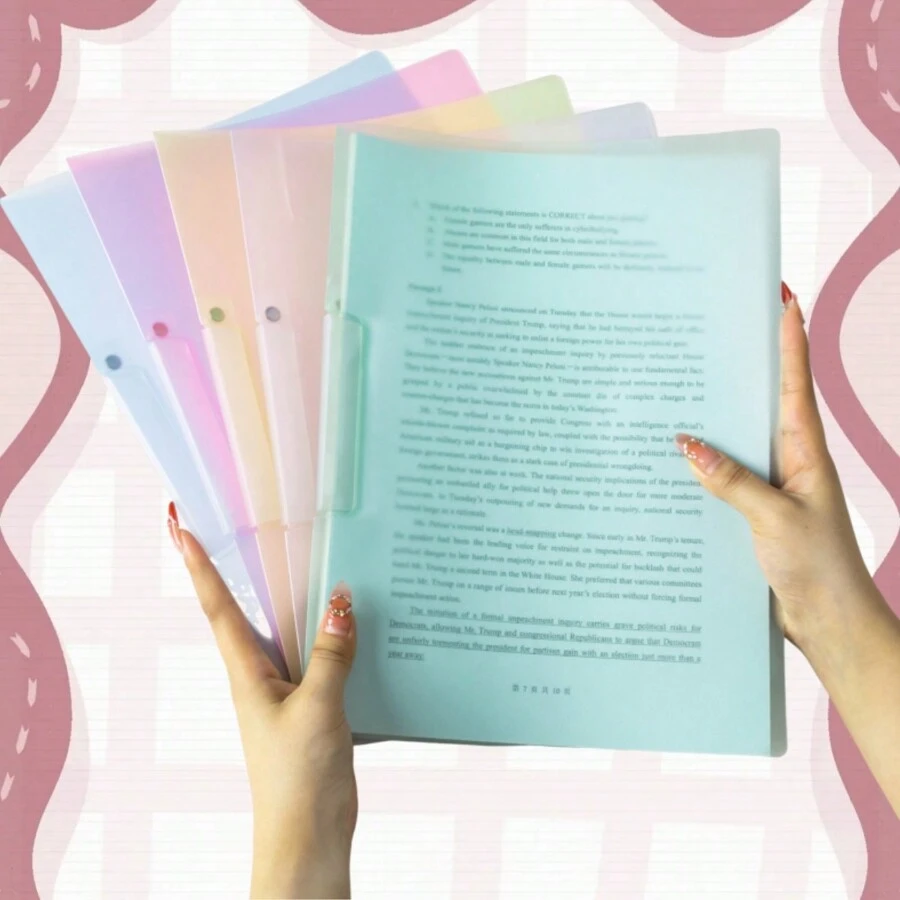 5pcs A4 Rotary Pull Rod Clip Thick Colorful Pull Rod Clip File Folder, A4 Data Folder Creative Simple Transparent Book Clip, Exam Paper Clip, Stationery Plastic Office File Folder, Resume Report Clip