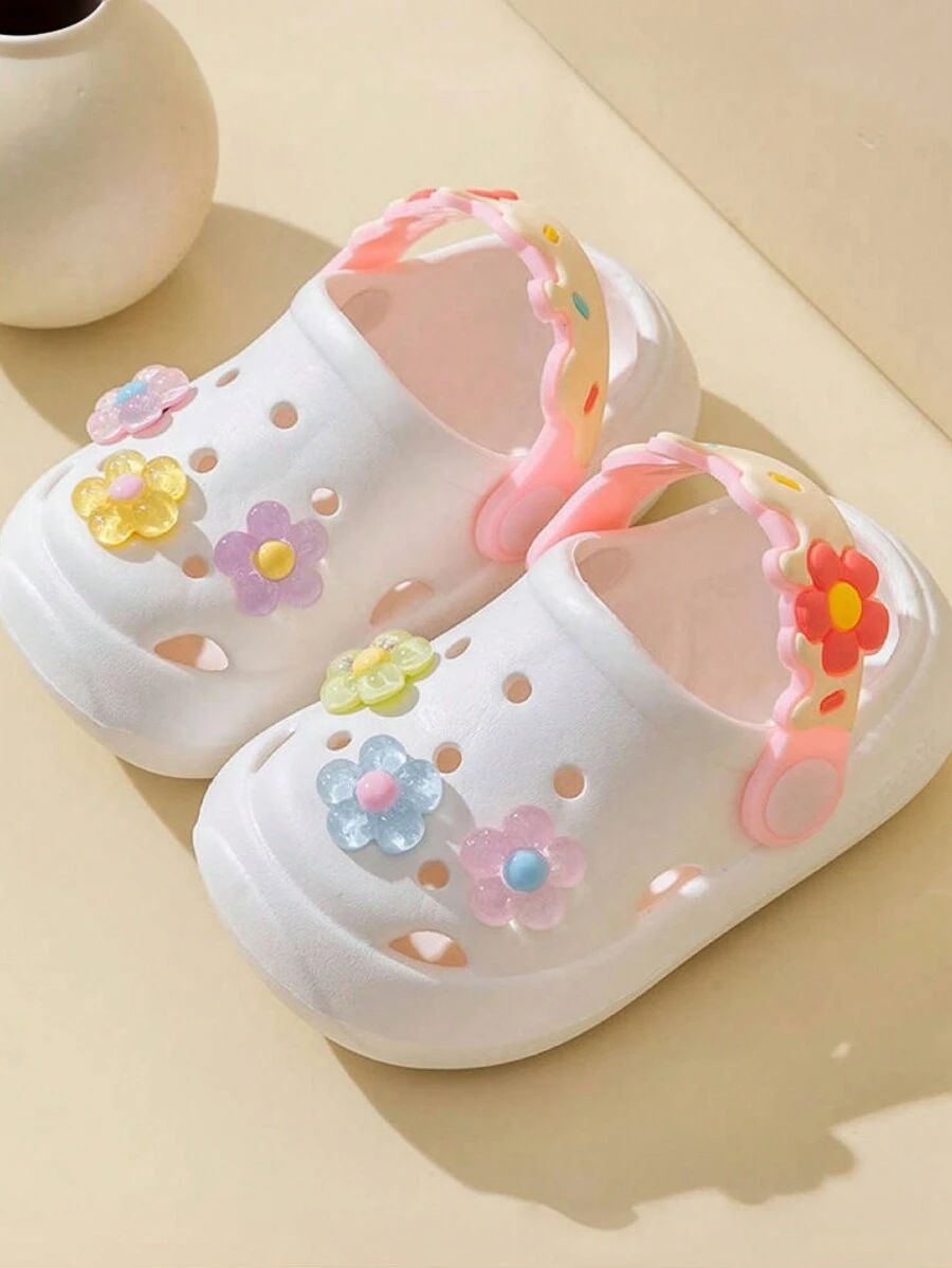Kids Summer Indoor Floral Anti-Slip Soft Sole Slip-On Hollow Out Sandals
