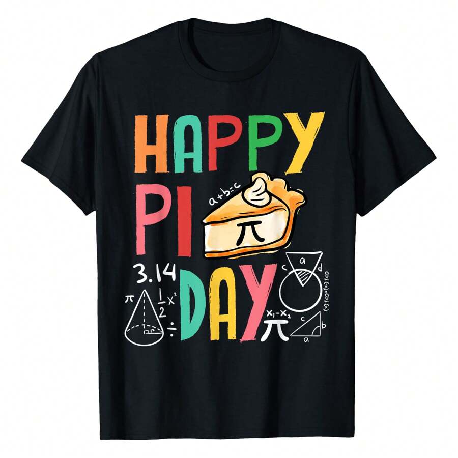 Funny Pi Day 3.14 Pie Math Science Pi Symbol Teachers T-Shirt Graphic Tees Short Sleeve Casual Women T Shirts 100% Cotton Tee Shirt Womens Summer Tops Funny Print Women's T-Shirts Soft Comfy Everyday Wear Daily Gift Woman Tshirt Black