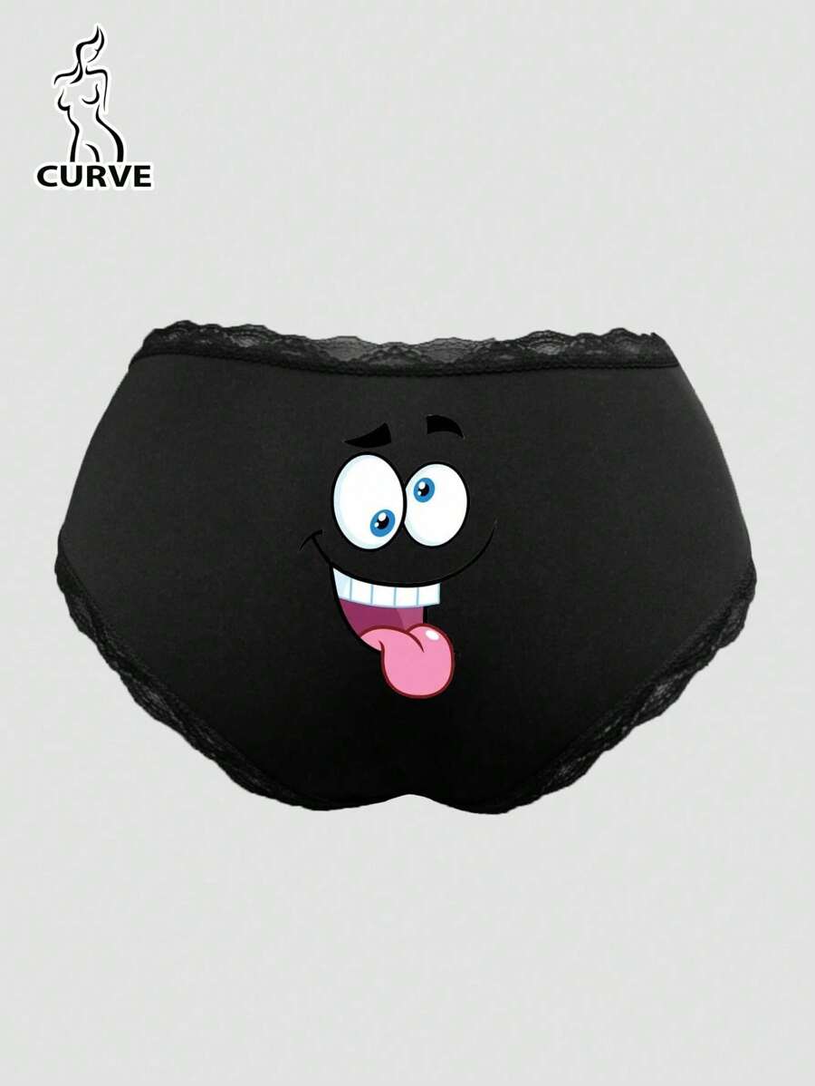 Bragas con estampado de caderas, diseños de expresiones de dibujos animados divertidos, ligueros cómodos y ligeros