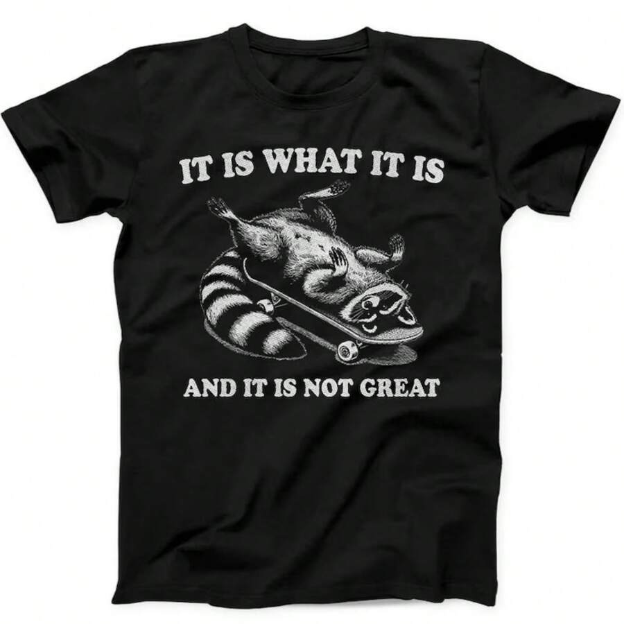 It Is What It Is And It's Not Great Raccoon Funny Gift Black Tee T Shirt 173