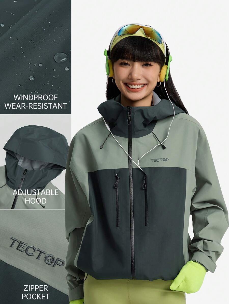 TECTOP Women's Outdoor Hiking And Mountaineering Punching Jacket Spring/Summer Scratch And Wear Resistant Waterproof And Windproof 4 Zipper Pockets Adjustable Cuffs
