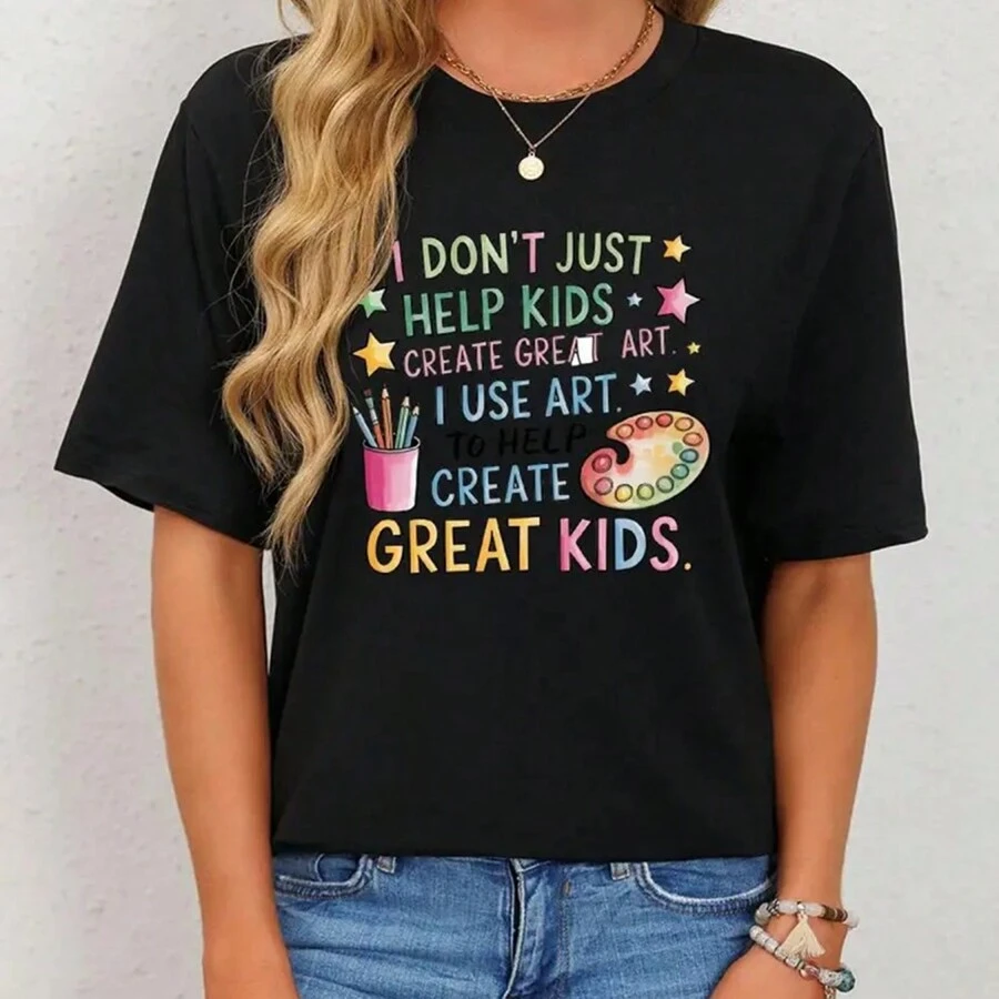 Ladies' Classic Regular Length T-Shirt I Don ' T Heps To Create Great Kids Casual Comfort Stylish Design Unique Print Suitable For Casual Attire