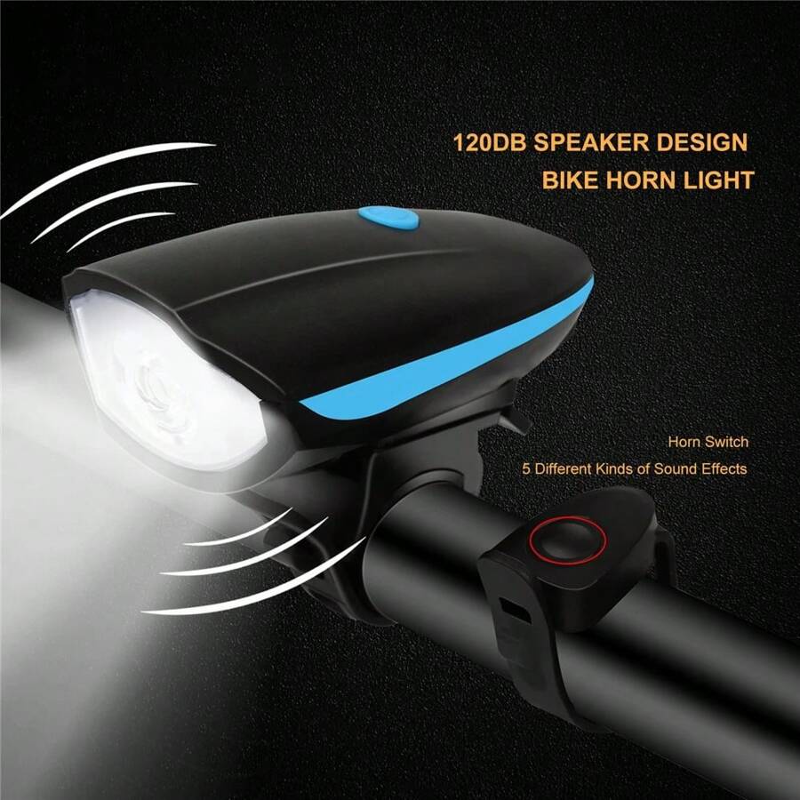1pc Bicycle Light Outdoor Waterproof Horn Lamp Front Light USB Rechargeable Mountain Bike Headlight