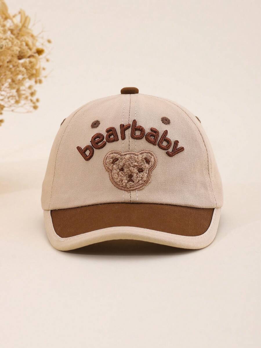Kids Short Brim Baseball Cap, Corduroy Bear Embroidery, Fashion For Spring Autumn Outdoor, Toddler Baseball Cap