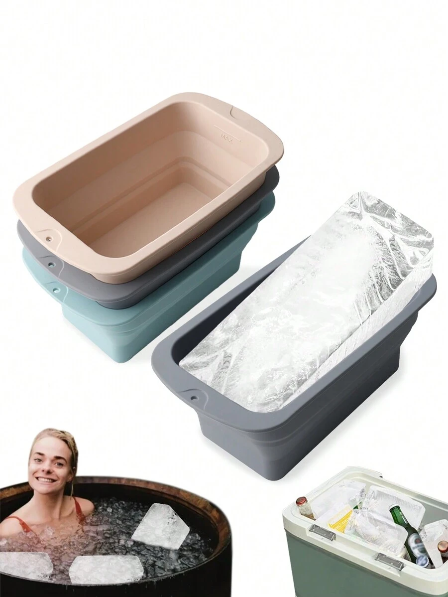 1 pieza Molde de silicona plegable extra grande para hielo, capacidad de 3L, apto para remojar en frío o enfriar, molde de hielo reutilizable, aplicable para bañeras de hielo, molde de hielo extra grande
