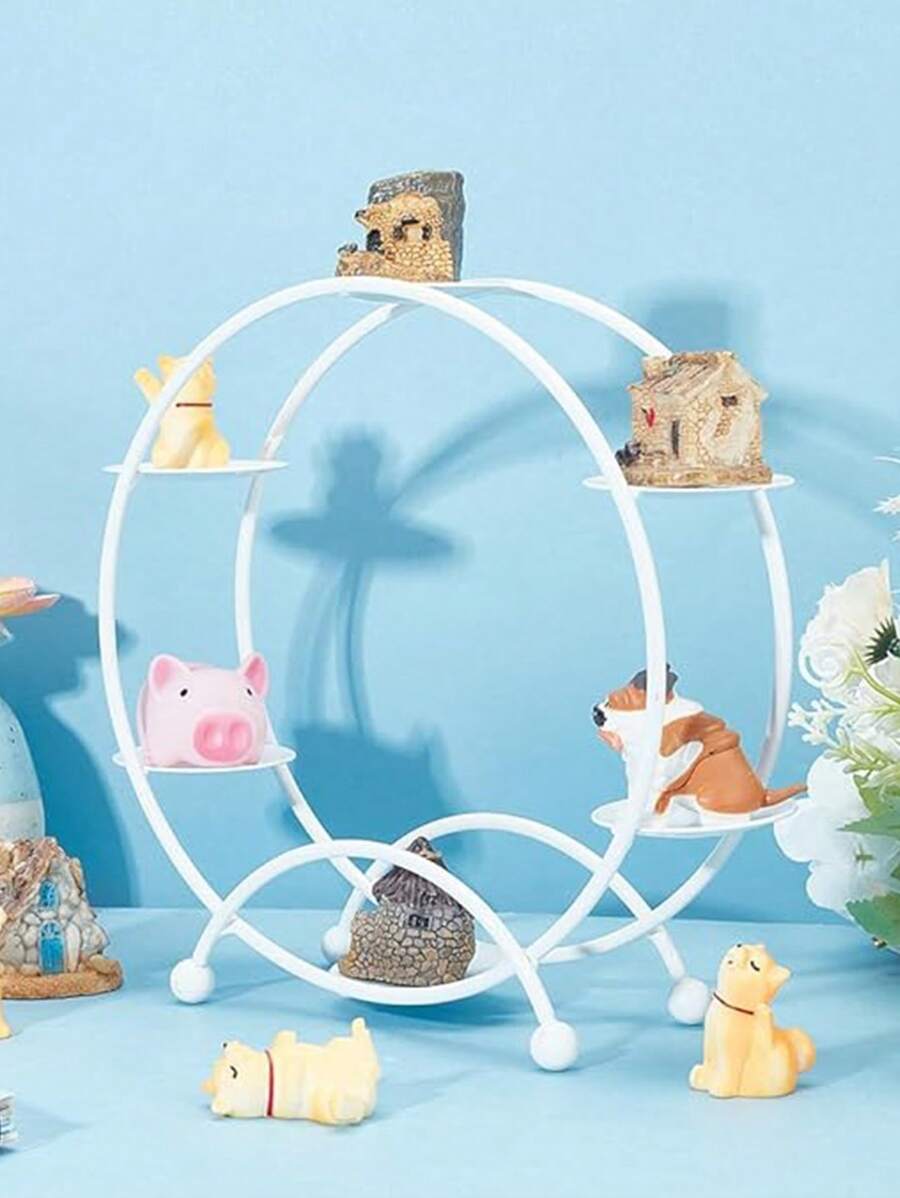1pc Reuzenradvormig 6-laags metalen displayrek, gebruikt voor het decoreren en organiseren van collecties, cupcake-standaards, creatieve bruiloftsdecoratie en gepersonaliseerde desserttafels, geschikt voor beeldjes, poppen, sieraden, jubileum, verjaardag en feest