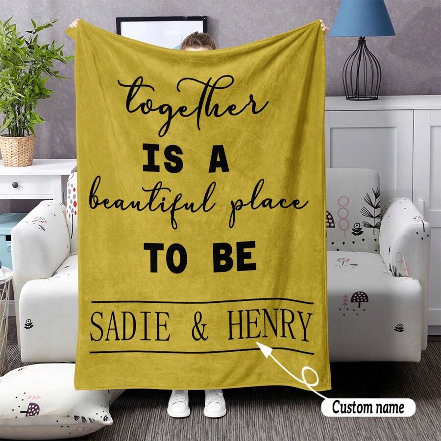 1 pieza Manta personalizada con nombre/aniversario, manta de regalo súper suave y cómoda, ideal para dormitorio, sala de estar, sofá, oficina, perfecta para regalos, viajes y camping
