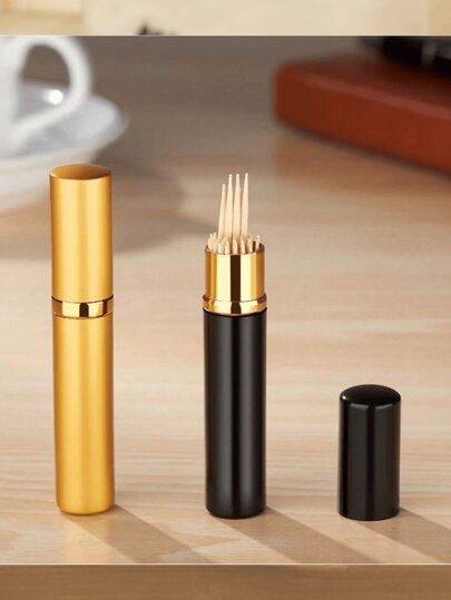Mini Alloy Toothpick Holder Organizer, Cylindrical Shape For Storing Banknotes, Notes, Gadgets, Multi-Purpose. Four Colors To Choose From, Premium Toothpick Holder, Lightweight For Outdoor Travel.