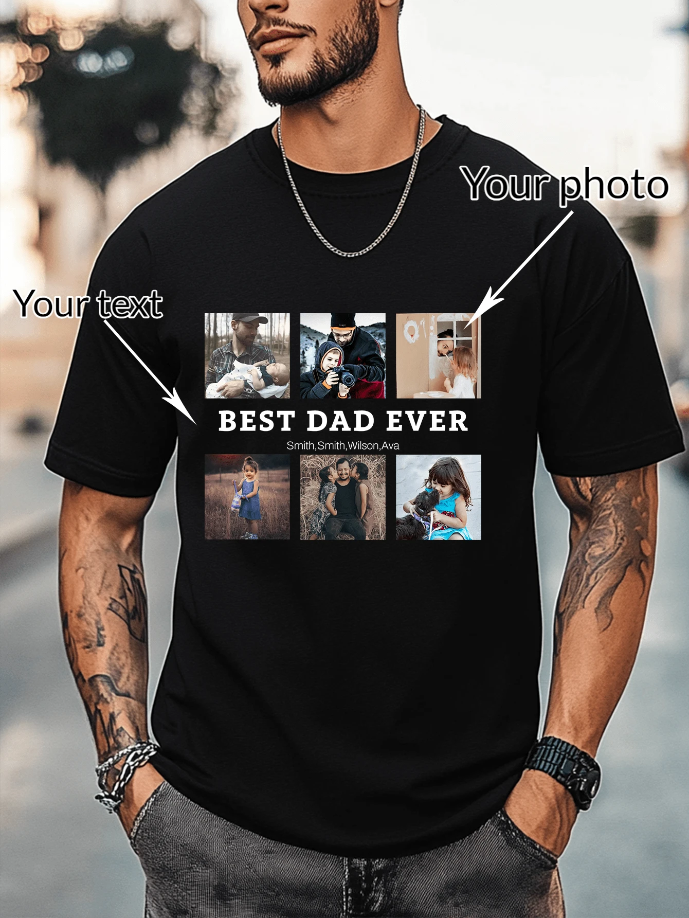 Customized Men's Personalized Loose Fit Dad Mom T-Shirt - Add Your Images (Father/Mother/Selfie/Family Photo/Pet Photo/Friend Photo/Party/Team/ Boyfriend/Girlfriend/Pet/Couple Matching/ Workwear) And Your Text To Design Your Personalized Printed T-Shirt,Stylish,Fashion,Hipster,Casual,Minimal Chic,Personalized,Customized,Custom,Unique,Guy Costumes,Capsule Wardrobe,Men Basic/Street Style,Ideal Gifts For Him,Boyfriend,Family,Friends,For Birthdays,For Vacation/Holiday,For School/Competition,For Sports/Climbing