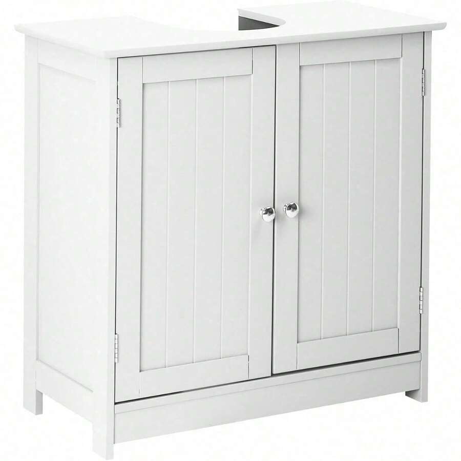 Pedestal Sink Storage Cabinet With 2 Doors Traditional Under Sink Cabinet Bathroom Space Saver Organizer With Adjustable Shelf White 3 5/8" W X 11 7/16" D X 23 5/8" H