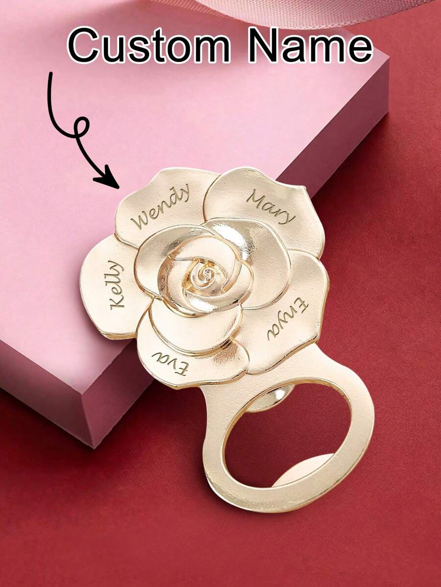 Personnalisé 7 noms, cadeau pour la mariée, ouvre-bouteille en or rose avec motif amour. Cadeaux de mariage pour les invités avec boîte d'emballage exquise. Cadeaux de fiançailles, anniversaires, souvenirs de fête, cadeaux pour les petites amies, généalogie, grands-mères, Saint-Valentin, Fête des mères