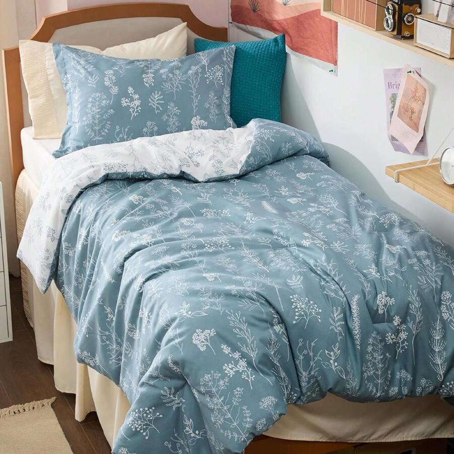 Bedsure King Comforter Set - Sage Green Comforter, Cute Floral Bedding Comforter Sets, 3 Pieces, 1 Soft Reversible Botanical Flowers Comforter And 2 Pillow Shams