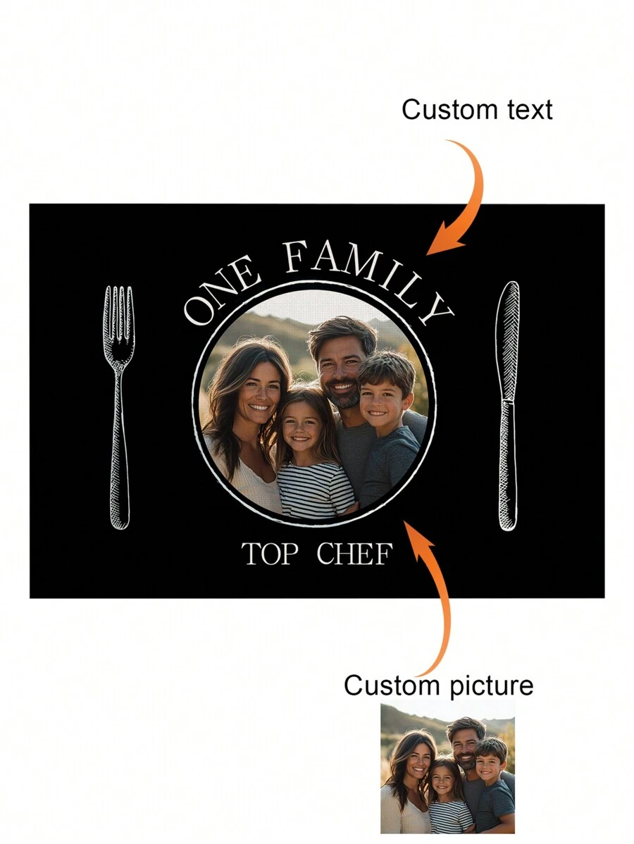 1 Personalized Picture Custom Placemat Text Custom Heat Resistant Kitchen Mat Placemat Family Dining Restaurant Party Decoration