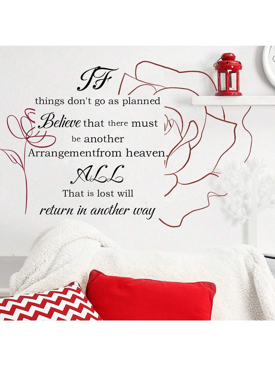 1pc Personalized Art English Slogan Lines Flowers Suitable For Living Room Bedroom Bedside Study Wall Decoration Beautification Wall Stickers Room Decor Home Decor Bathroom Decor Bedroom Decor Room Decoration Stuff Living Room Decor House Decor Home Decor Living Room Wall Paper