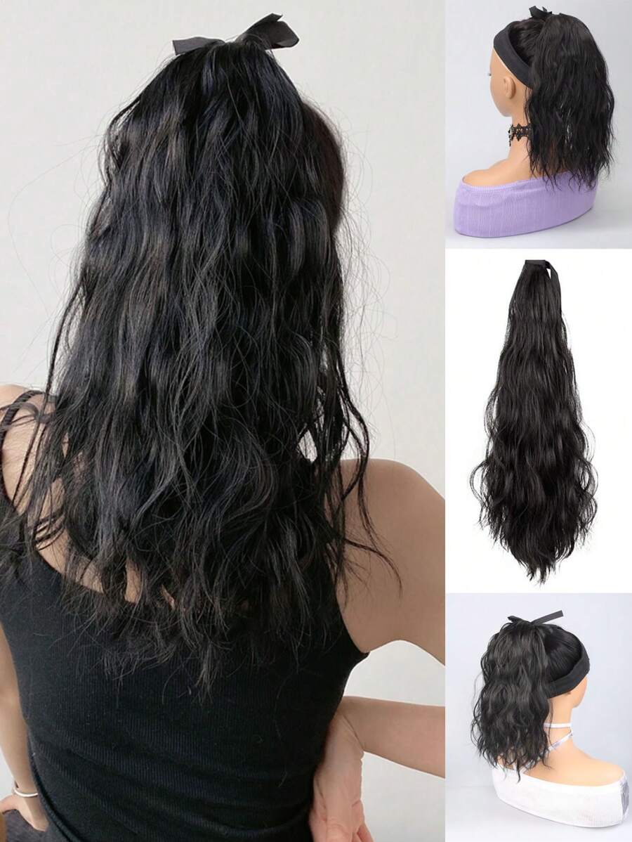 14 Inch Tieback Water Wave Paardenstaart Donkerbruin, Wave Paardenstaart Haarclip, Natuurlijke Krullen Rond Paardenstaart, Hoge Temperatuur Synthetische Paardenstaart Haaraccessoires