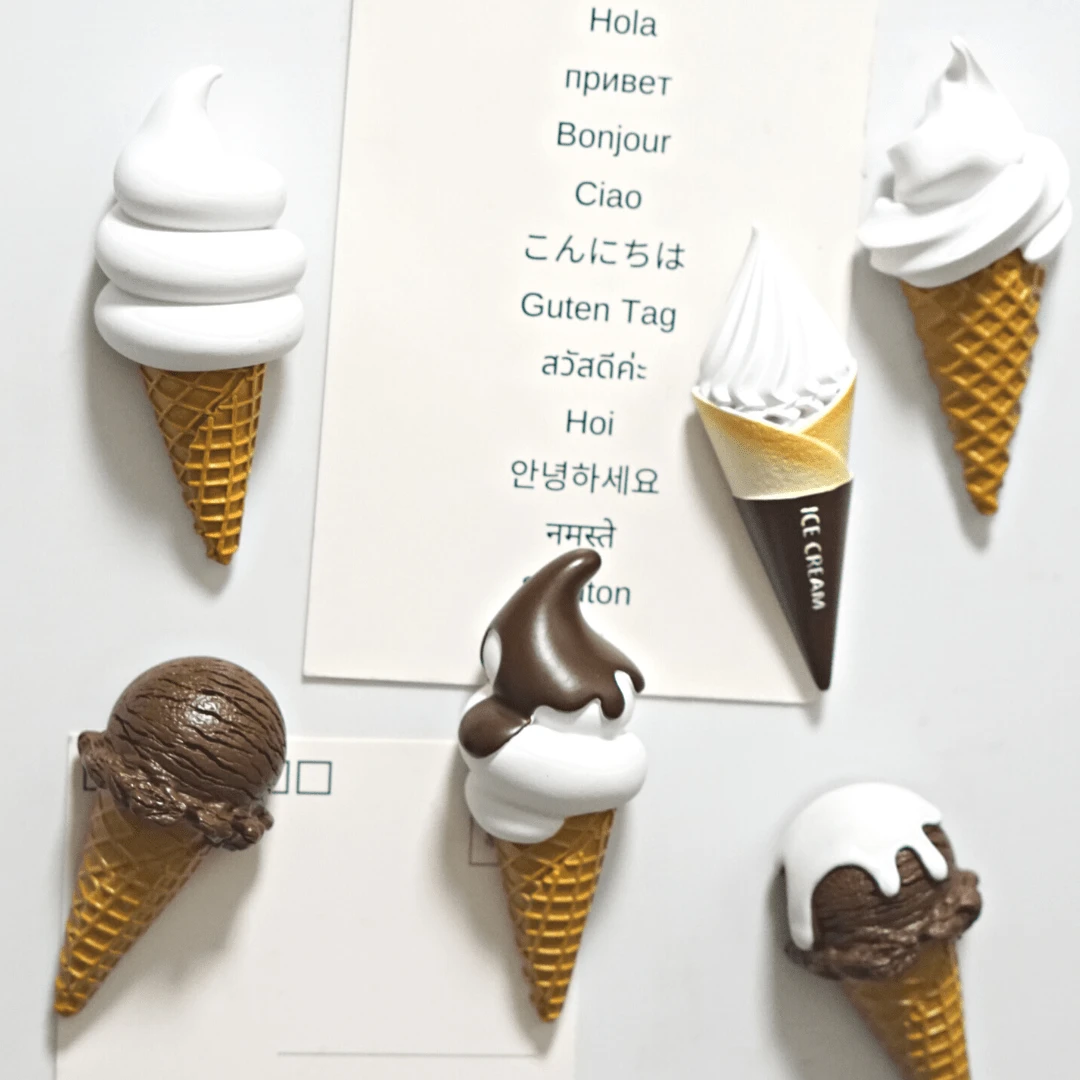 1pc Ice Cream Fridge Magnet, Realistic Food Magnetic Sticker, 3D Dessert Refrigerator Decor, Cute Home Decoration, Stationery, Kitchen Accessories, Blackboard Magnets, Office Magnetic Decoration