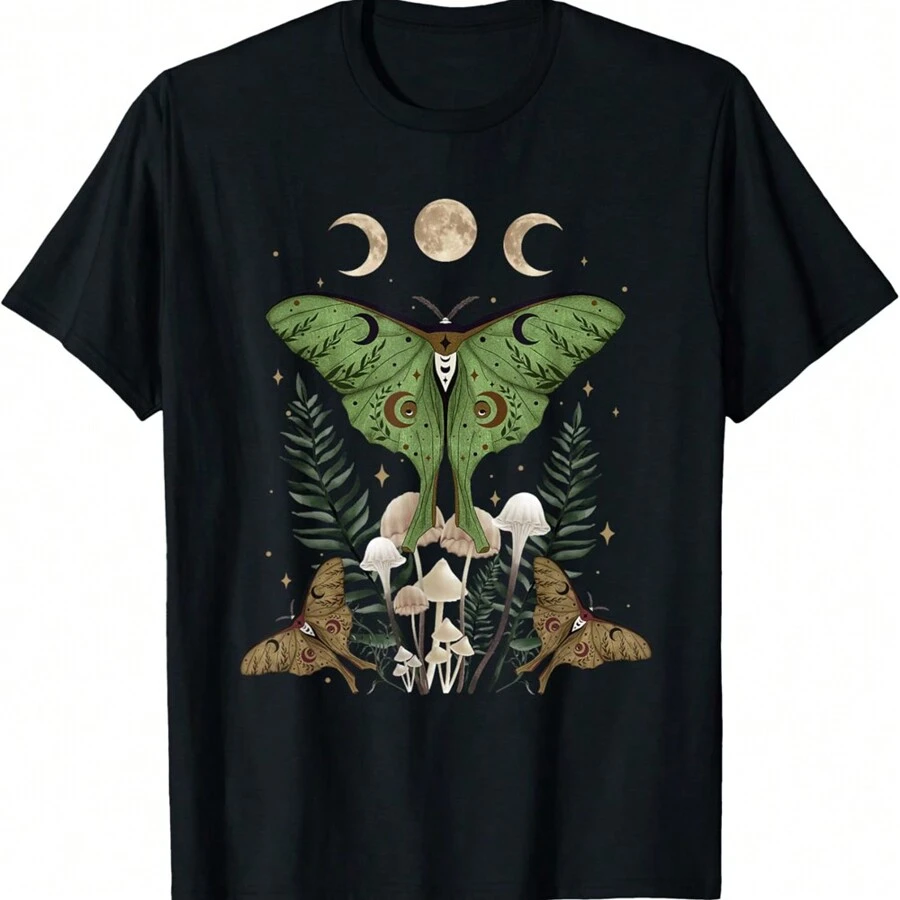 Fairy Grunge Fairycore Aesthetic Goth Luna Moth Mushroom T-Shirt