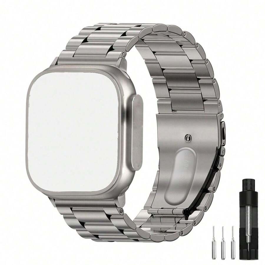 1 Stück kompatibles Armband für Apple Watch 49mm 46mm 45mm 44mm 42mm 41mm 40mm 38mm, Geschäftsmäßiges Metallarmband aus Edelstahl kompatibel mit Apple Watch Bändern der Serien 9, Ultra 2, SE, Ultra Series 10 9 8 7 6 5 4 3 2 1, für Herren und Damen als Geschenk für Schüler zur Rückkehr in die Schule