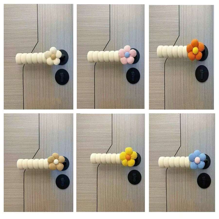 1pc Flower Pattern Door Knob Cover, Anti-Static Anti-Collision Protection Sleeve, EVA Foam Material, Home Door Handle Protector