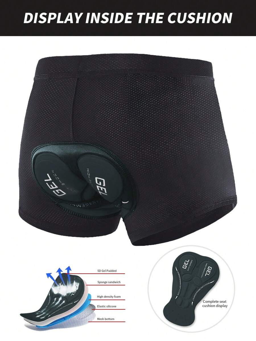 Men's Comfortable Cycling Briefs, High Elastic Breathable Compression Shorts With Padded Seat, Outdoor Sports Fitness Cycling Gear, All Season
