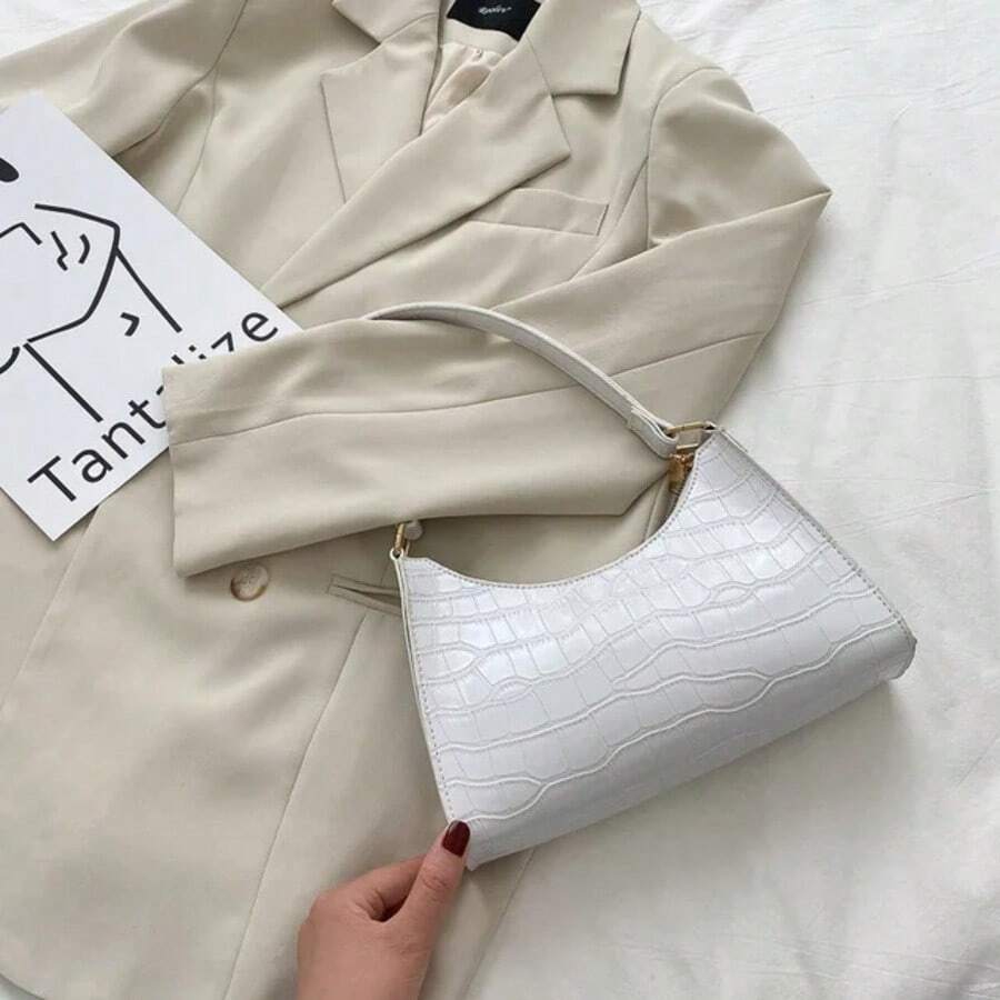Fashion PU Leather Bags For Women Alligator Pattern Armpit Handbag Female Small Underarm Messenger Bag Purse