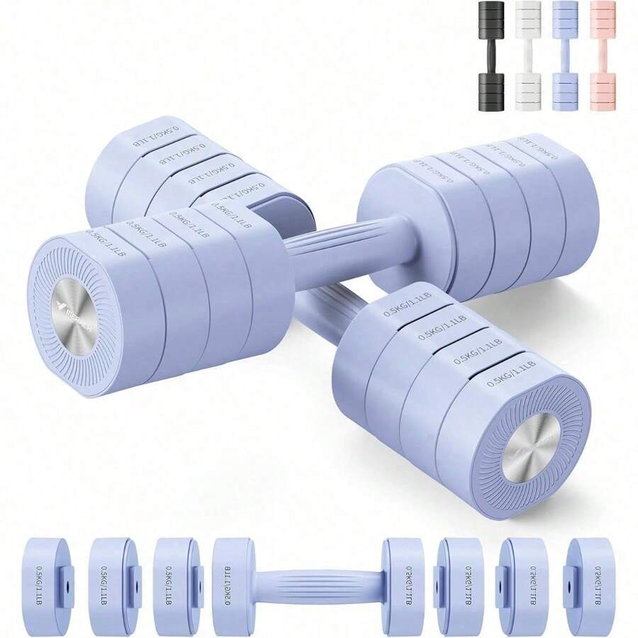 Adjustable Dumbbell Set Of 2, 4 In 1 Hand Weights For Women At Home, Free Weights Dumbbells Each 2.2lb 4.4lb 6.6lb 8.8lb, Weight Set For Home Gym Exercise Training