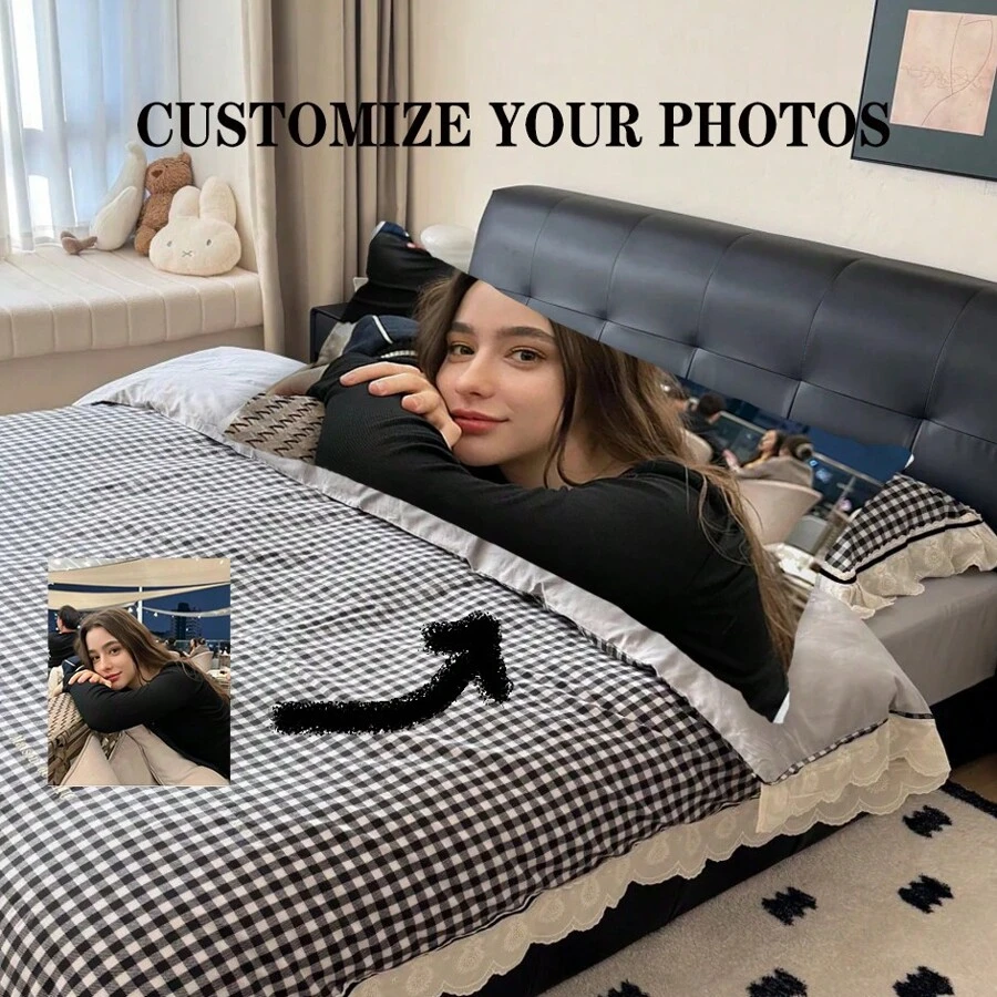 1pc Almofada de corpo personalizada com impressão fotográfica - Impressão frente e verso, extra longa, suporte confortável para dormir, adequada para quem dorme de costas e de lado, serve para cama de solteiro ou king size, lavável à máquina, almofada de dormir de estilo moderno