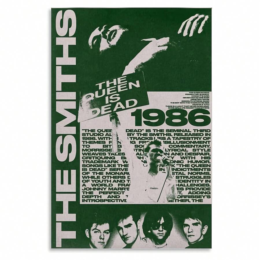 1 pezzo cartellone musicale della band rock The Smiths in tela senza cornice, cartellone cinematografico e musicale retrò di alta qualità, stampa da parete HD, decorazione per la casa, studio