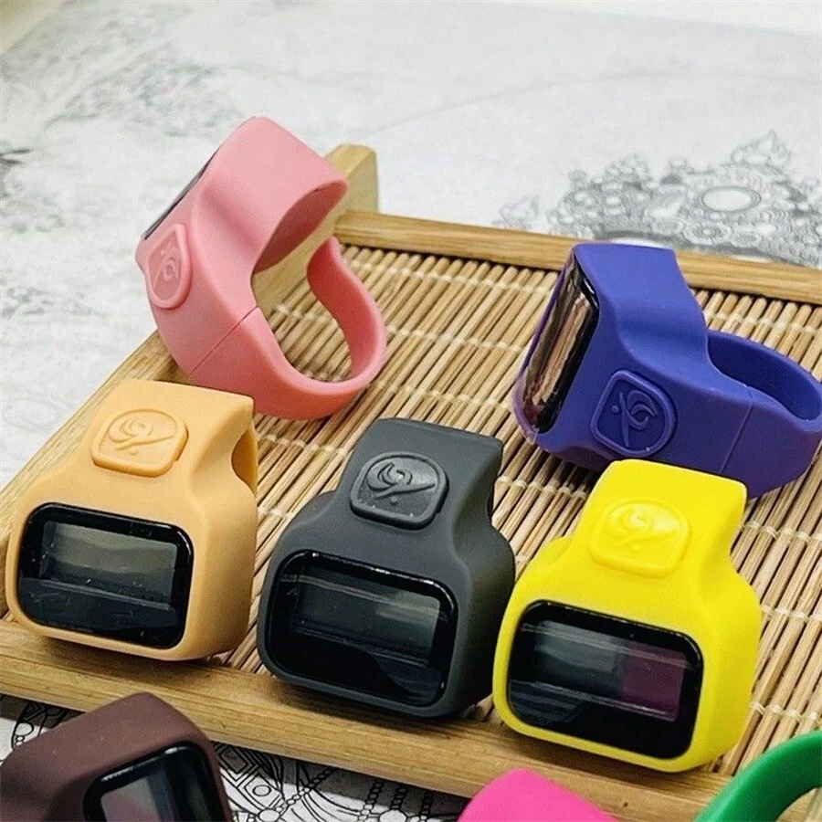 1pc/3pcs/5pcs Ramadan Electronic Finger Ring Counter, Silent Mini Colorful Rubber Tally Counter, Unisex (Assorted Colors)