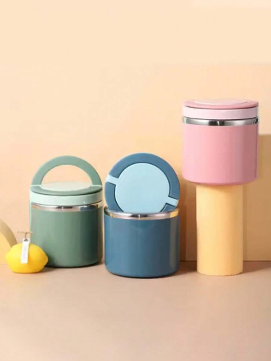 1 Pieza Recipiente térmico portátil para sopa Caja de Bento aislada con sello Envase de alimentos con asa Caja de almuerzo de gran capacidad de acero inoxidable para salidas, campamentos y viajes, 630/1000ml Taza térmica aislada para sopa Recipiente de alimentos de acero inoxidable para bento apto para microondas para la escuela