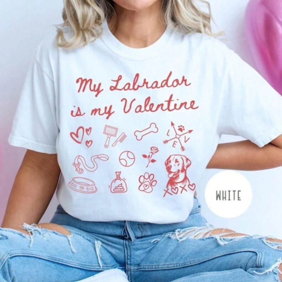 Labrador Retriever Valentines Day Comfort Colors Funny Sweatshirt Vintage Cowboy Retro Western Graphic Tee Trendy Valentines Day Lover Couple T-Shirt Gift For Women Girls