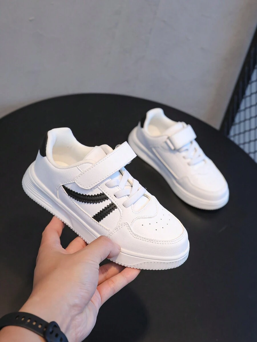 1 Pair New Kids' Shoes, Children's Black Shoes, White Casual Sneakers, Comfortable Girls' Small White Shoes, Sports Shoes, Boys' School Shoes, Party Shoes, Boys' White Sneakers, Leisure Shoes