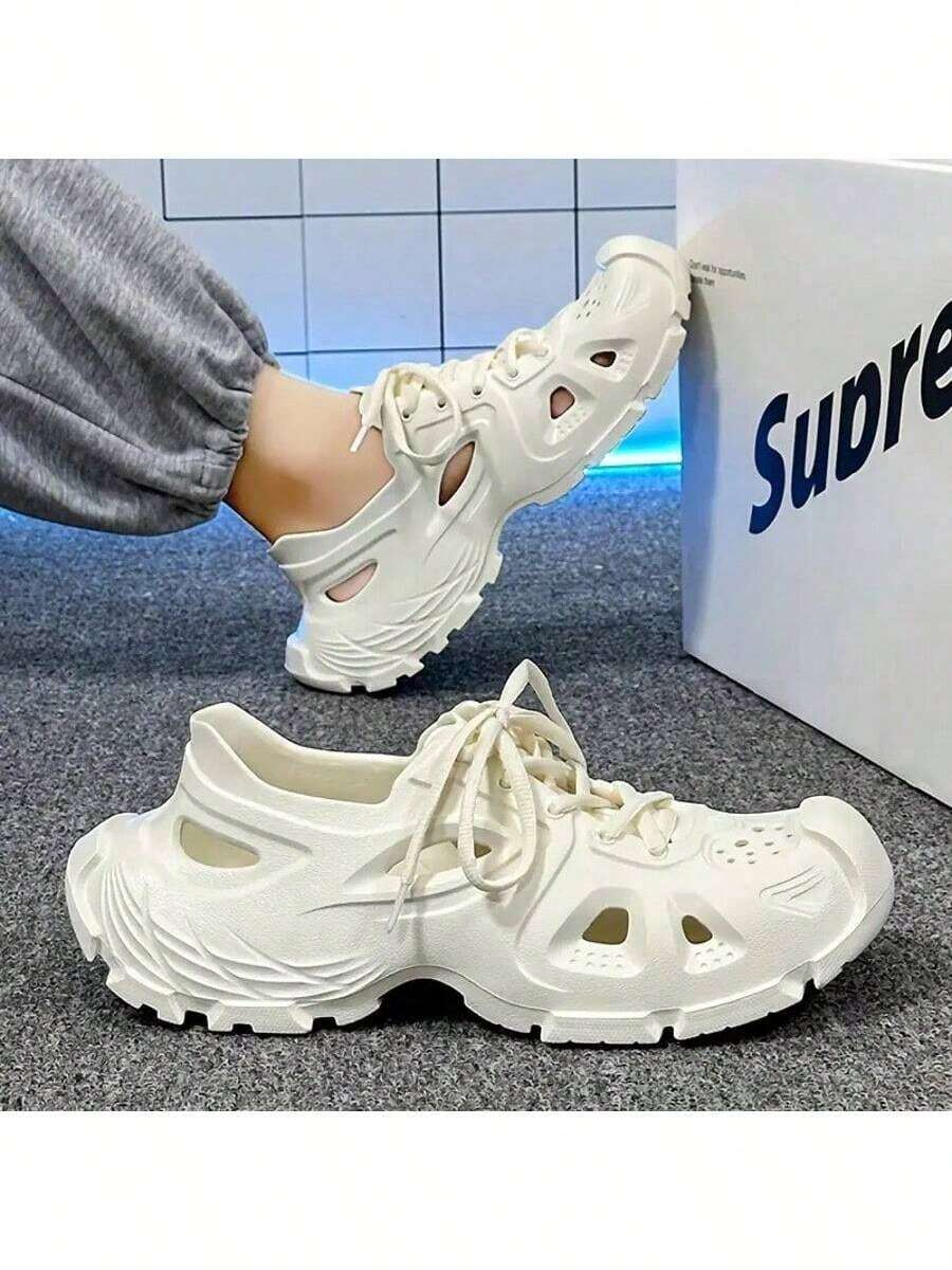 Fashion Beach Sandals For Men And Women,Lace-Up Decoration Design,Thick Sole EVA Material,Lightweight Sport Slippers For Indoor & Outdoor Wear,Gardening Shoes,Non-Slip And Durable
