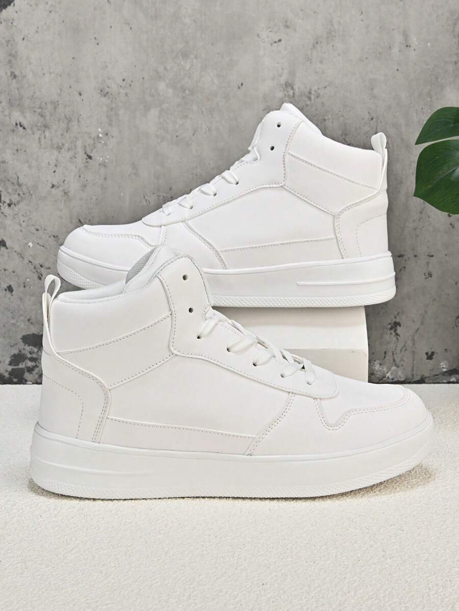 Hoge leren pololaarzen voor koppels, lichtgewicht en comfortabel, minimalistische effenkleurige casual sneakers voor dagelijks gebruik en sport