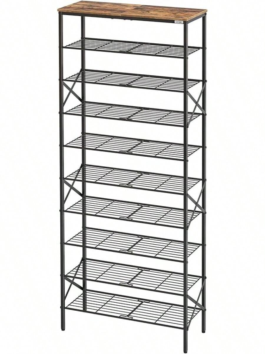 10 Tier Shoe Rack, Shoe Storage Organizer, Large Capacity Shoe Shelf Holds 40 Pairs Of Shoes, Durable And Stable, For Entryway, Hallway, Closet, Dorm Room, Rustic Brown SS10BR