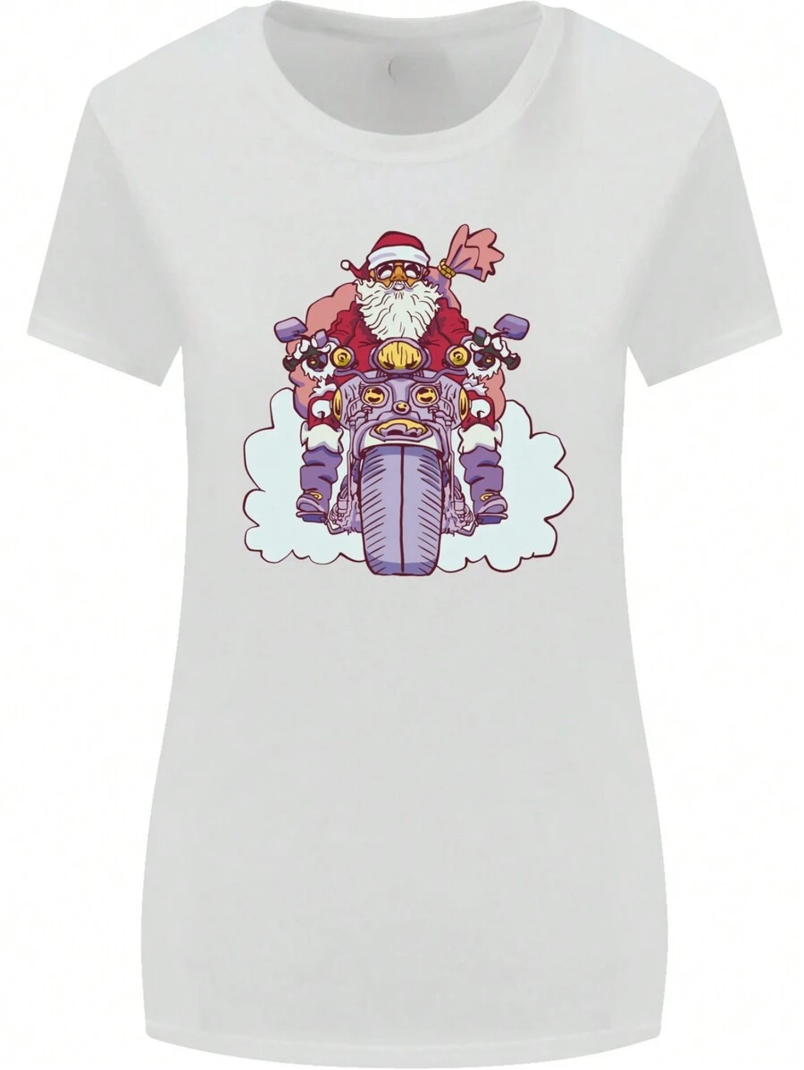 Payeah Biker Santa Christmas Motorcycle Motorbike 1 Pcs 220g Heavy Cotton T Shirt
