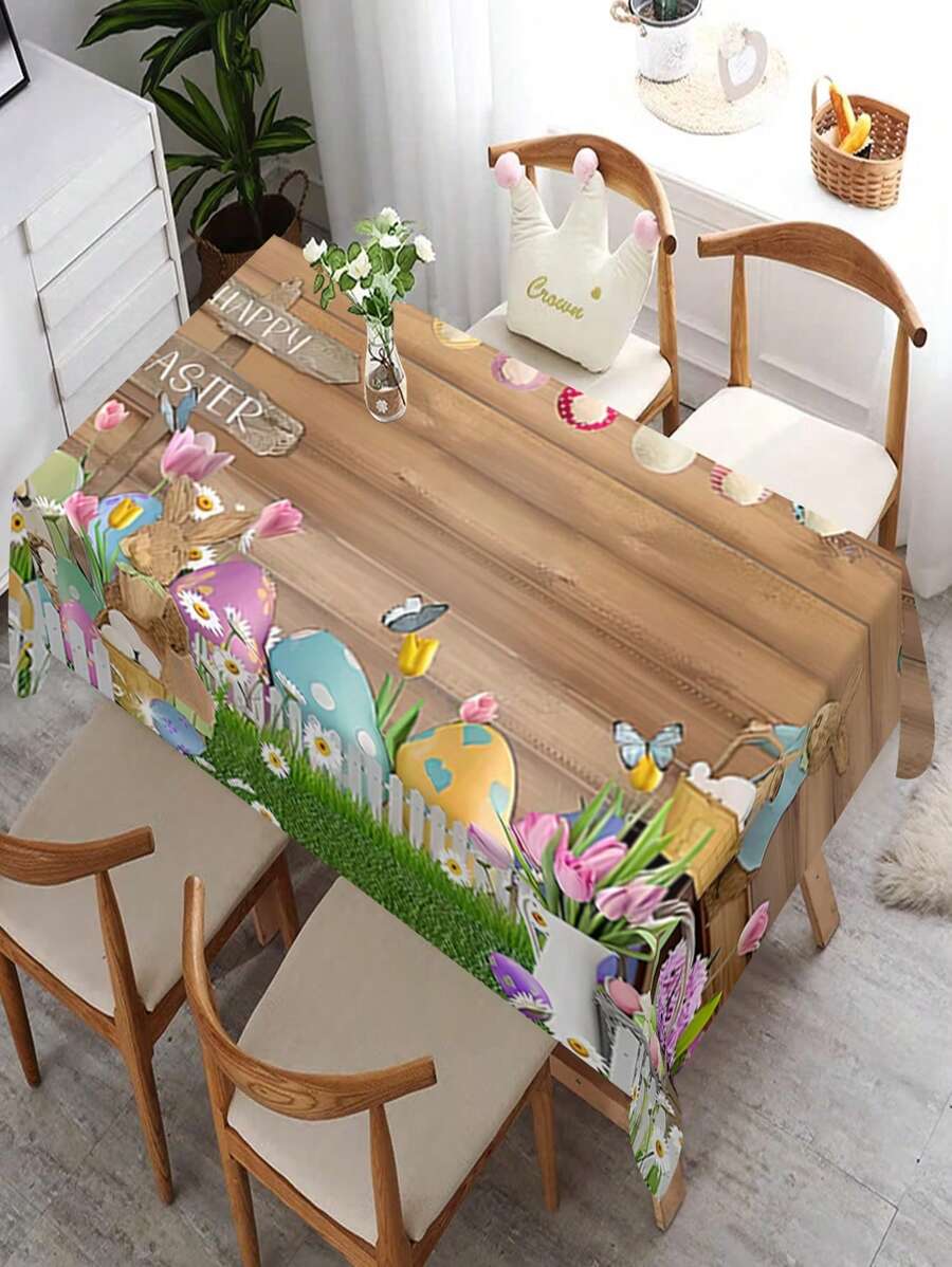 1 pieza Mantel estampado con huevos de Pascua - Apto para mesas de comedor, mesas de café, escritorios de oficina y picnics al aire libre - Regalo de decoración para fiesta festiva