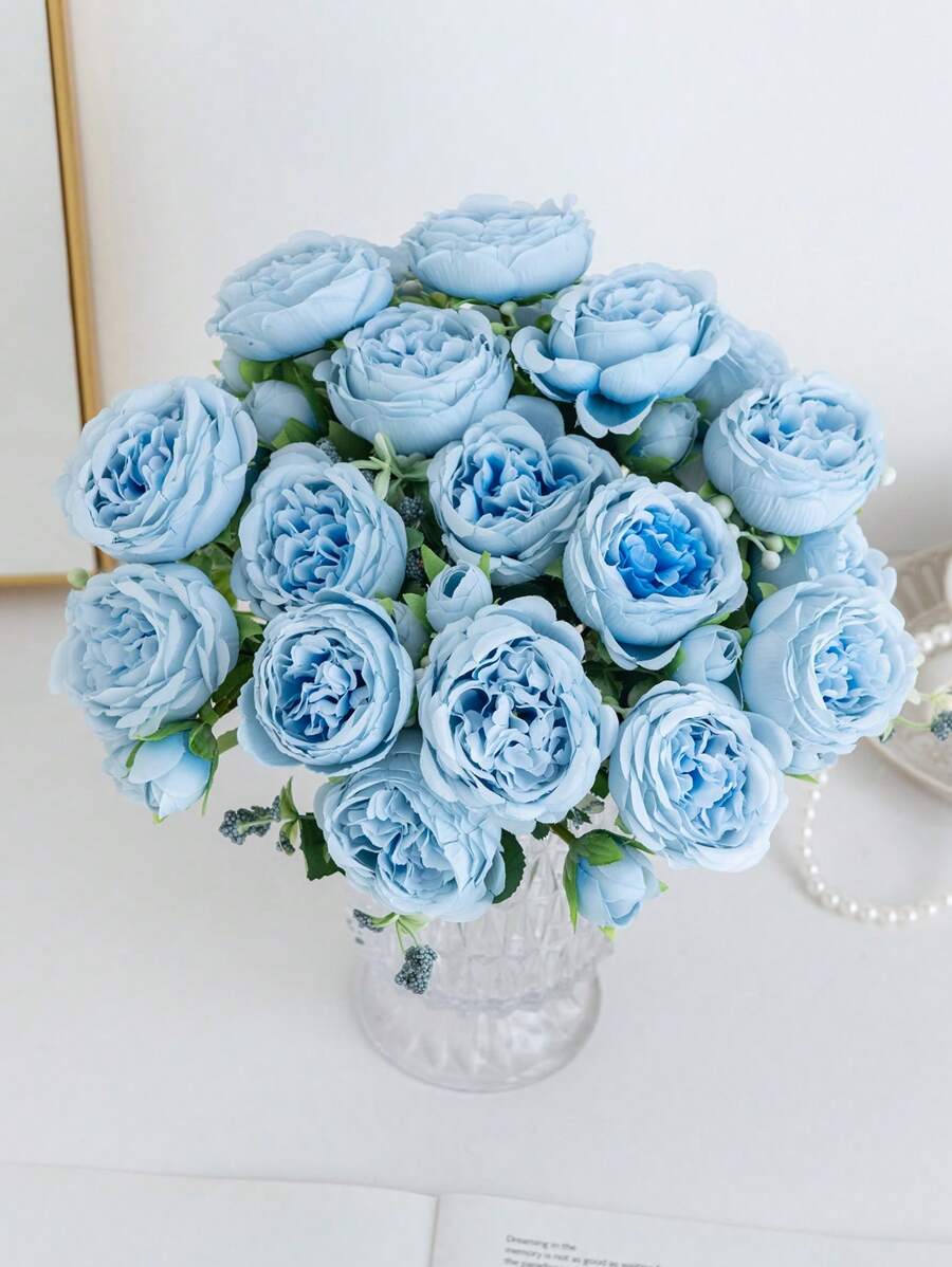 1 pieza/Set de 3 piezas Ramos de flores artificiales de peonía y rosa para decoración de boda, decoración de sala con plantas falsas, decoración de otoño, decoración de centros de mesa, material para decorar pasteles, material para coronas, decoración de jarrones en el hogar y dormitorio, decoración de jardín de otoño, decoración de fiestas de cumpleaños, decoración in situ, regalo del Día de San Valentín y decoraciones de Año Nuevo