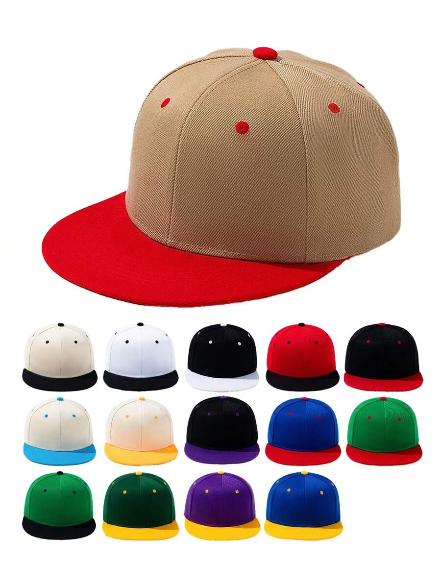 1 stuk Unisex Two-Tone Flat Bill Plain Trucker Baseball Cap, Hip-Hop Zonnehoed