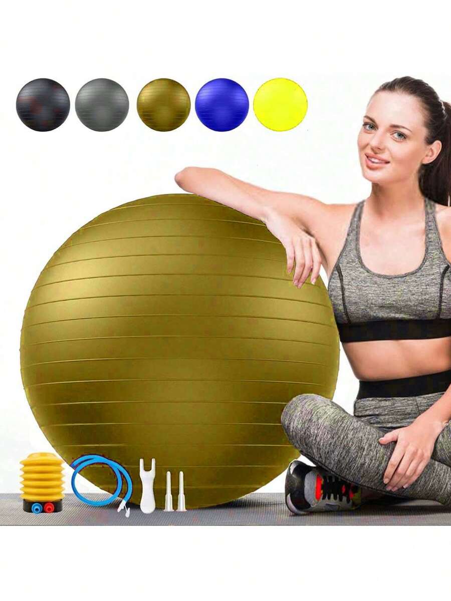 5 Sizes Yoga Ball, Exercise Ball For Pregnancy, Physical Therapy, Balance, Stability, Fitness, Office Ball Chair, Including A Rapid Air Pump, Multiple Solid Colors